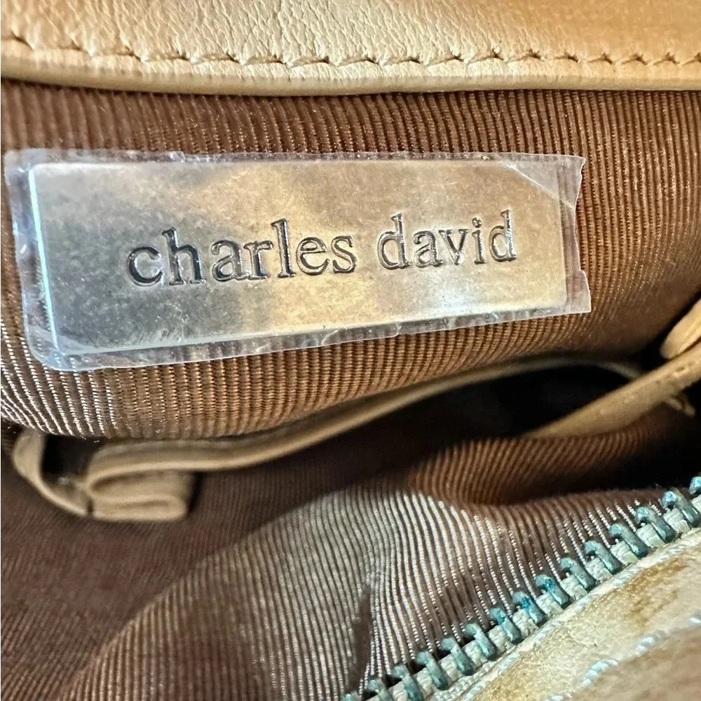 Charles David Camel Brown Leather Large Hobo Handbag Purse